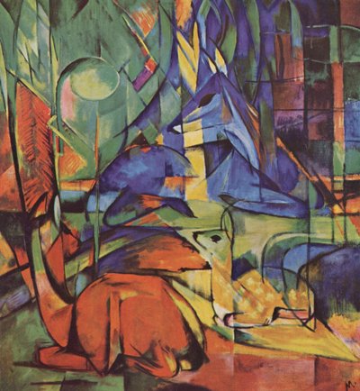 Veado na floresta de Franz Marc